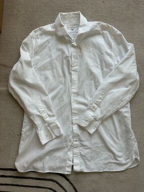 Banana Republic White Linen-Blend Men's Dress Shirt